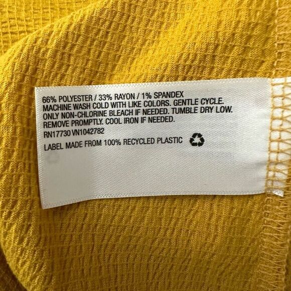 Wild Fable Mustard Shoulder Tie Textured Sleeveless Dress Size Medium - Picture 5 of 9